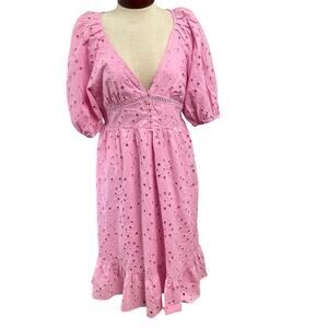 Meet Me In Santorini Pink Midi Dress Size Large Cottage Prairie Babydoll